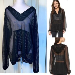 FP Movement Hoodie Mesh Pullover Kangaroo Pocket Toggle Tighteners Sz Medium